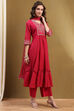 Green Cotton Printed Festive Gathered Suit Set image number 5