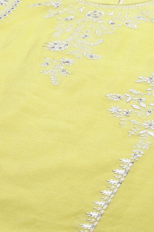 Beige Art Silk Straight Embroidered Kurta image number 1