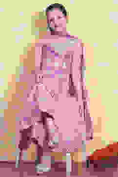 Pink Cotton Floral Strappy Straight Suit Set image number 0