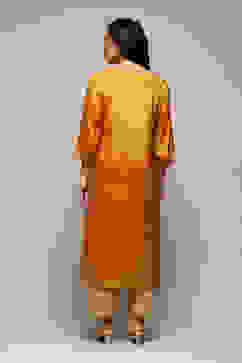 Yellow Viscose Straight Printed Kurta image number 4