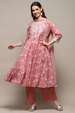 Pink Cotton Anarkali Suit Set image number 6