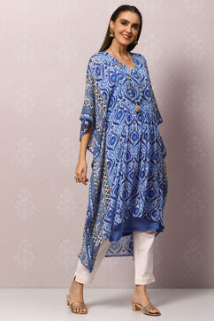 White And Blue Cotton Kaftan Set image number 6