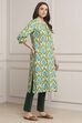 Cream-Colored Cotton Printed Straight Kurta image number 4