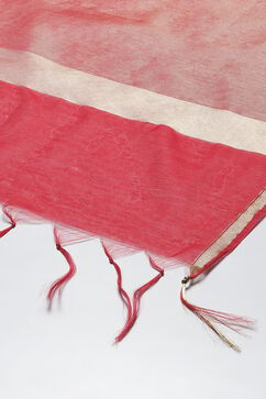 Red Cotton Blend Yarndyed Dupatta image number 1