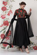 Rohit Bal Black Cotton Silk Anarkali Yarndyed Suit Set image number 6