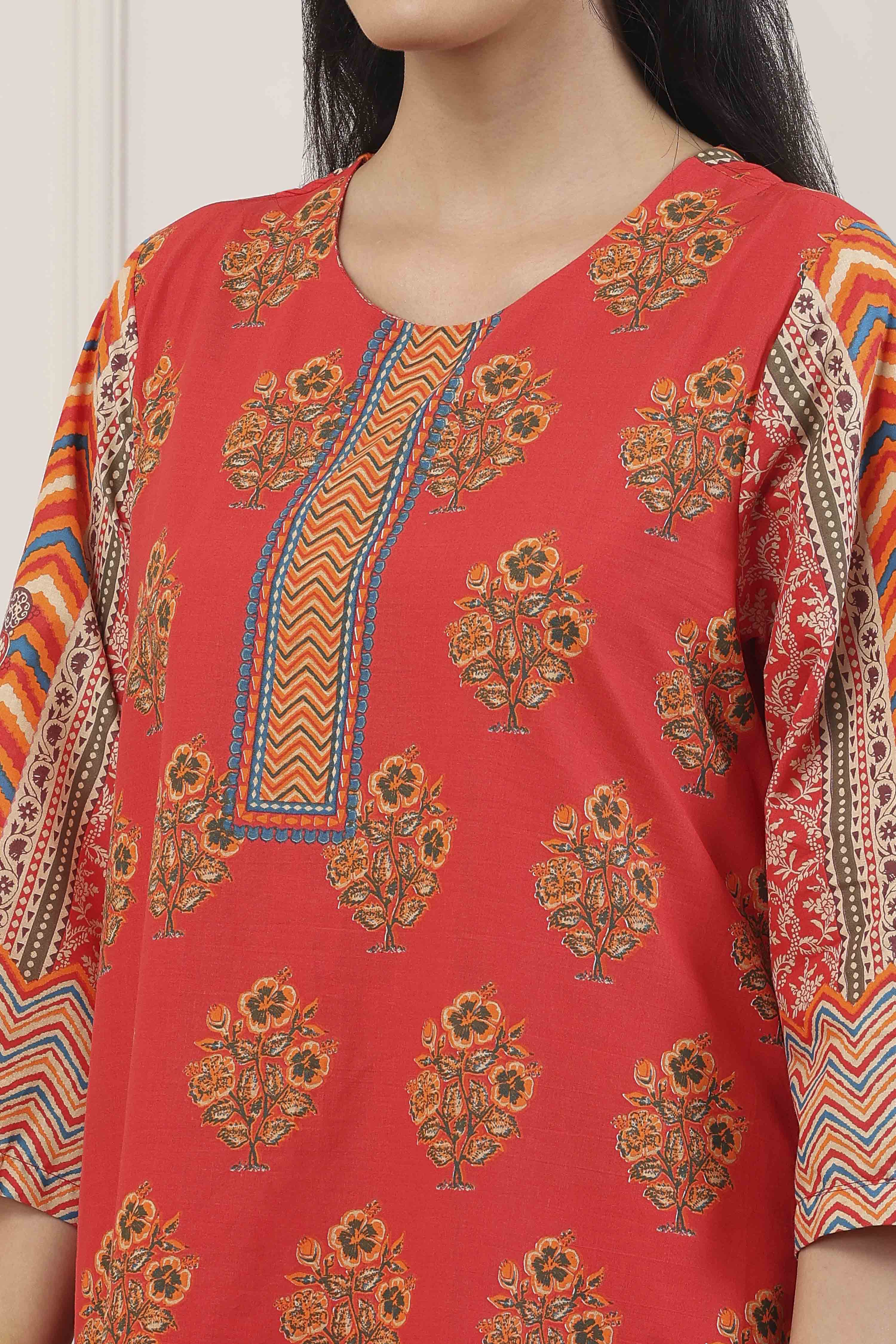 Green Cotton Straight Suit Set image number 1