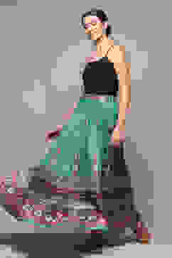 Teal Art Silk Skirt image number 0