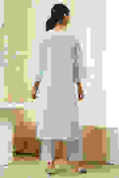 Aqua Cotton Printed Straight Suit Set image number 4