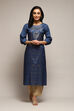 Teal Viscose Straight Printed Kurta