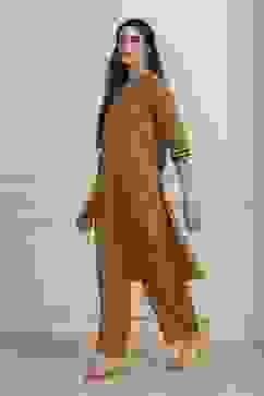 Mustard Yellow Cotton Printed Kurta Set image number 3