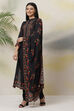 Black Cotton Silk Easy Stitch Suit Set image number 5
