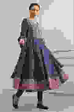 Indigo Cotton Printed Anarkali Suit Set image number 0