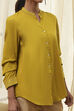Honey Mustard Cotton Solid High-Low Shirt image number 1