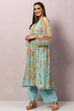 Peach Viscose Flared Kurta Palazzo Suit Set image number 5