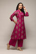 Green Polyester A-Line Printed Kurta Palazzo Suit Set image number 5