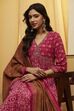 Blue Viscose Rayon Gathered Suit Set image number 1