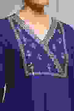 Blue Viscose Rayon Straight Dyed Kurta image number 1