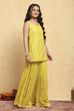 Yellow Polyester Dyed Straight Sharara Suit Set image number 5