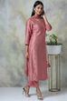 Onion Pink Cotton Silk Straight Kurta Pant Suit Set image number 6