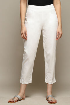 Off White Cotton Blend Narrow Pant image number 5