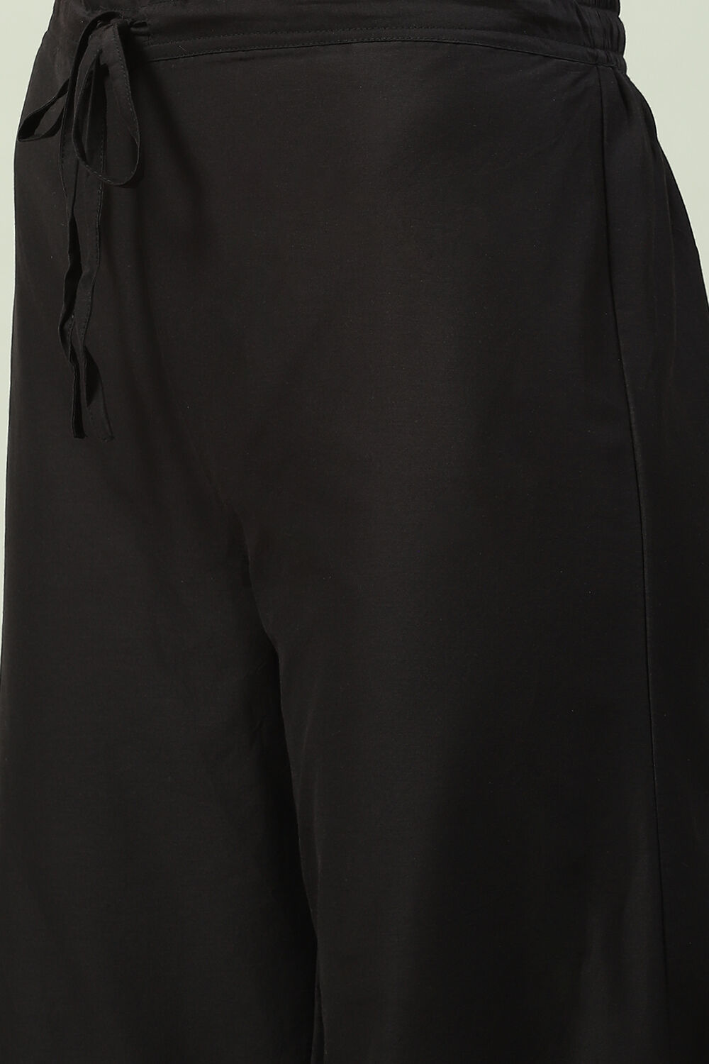 Black Cotton Straight Kurta Palazzo Suit Set image number 6