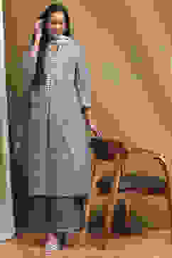 Blue Cotton Printed A-Line Suit Set image number 0