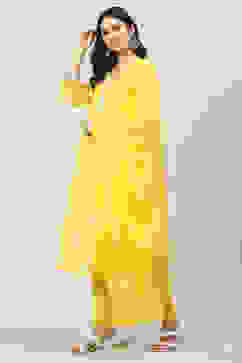 Yellow Straight Kurta Churidar Suit Set image number 5