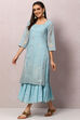 Sky Blue Art Silk Double Layered Kurta image number 3