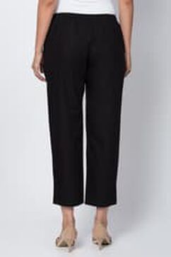 Black Cotton Straight Pant image number 3