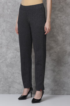 Charcoal Straight Cotton Pants image number 2