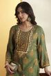 Green Viscose Rayon Straight Kurta Pants Set image number 5
