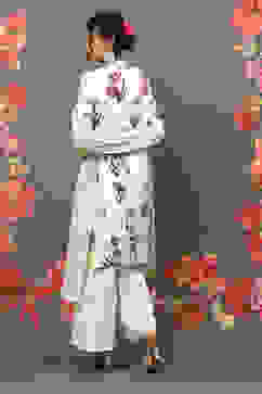 Rohit Bal Mint Green Cotton Blend Straight Kurta Suit Set image number 4