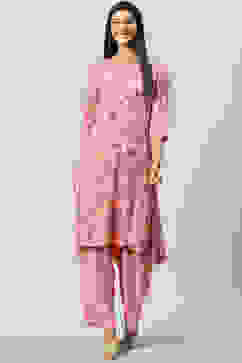 Pink Viscose A-Line Kurta Palazzo Suit Set image number 5
