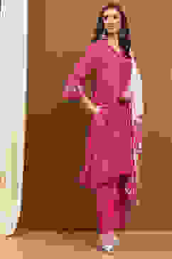 Pink Modal Bandhani Printed A-Line Suit Set image number 5