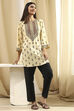 Beige Printed Straight Short Kurta image number 0