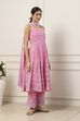 Pink Cotton Floral Printed Kalidar Suit Set image number 4