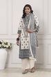 Off White Cotton Straight Suit Set image number 0