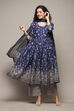 Blue Cotton Anarkali Kurta Palazzo Suit Set image number 7