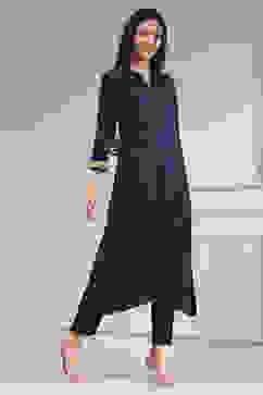 Indigo Blue Printed Straight Kurta image number 4