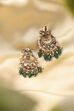 Green Gold-Plated Brass Studded Chaandbali image number 2