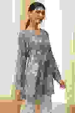 Blue Floral Printed Short Straight Kurta image number 4