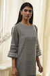 Black and Beige Printed Straight Kurta Set image number 1