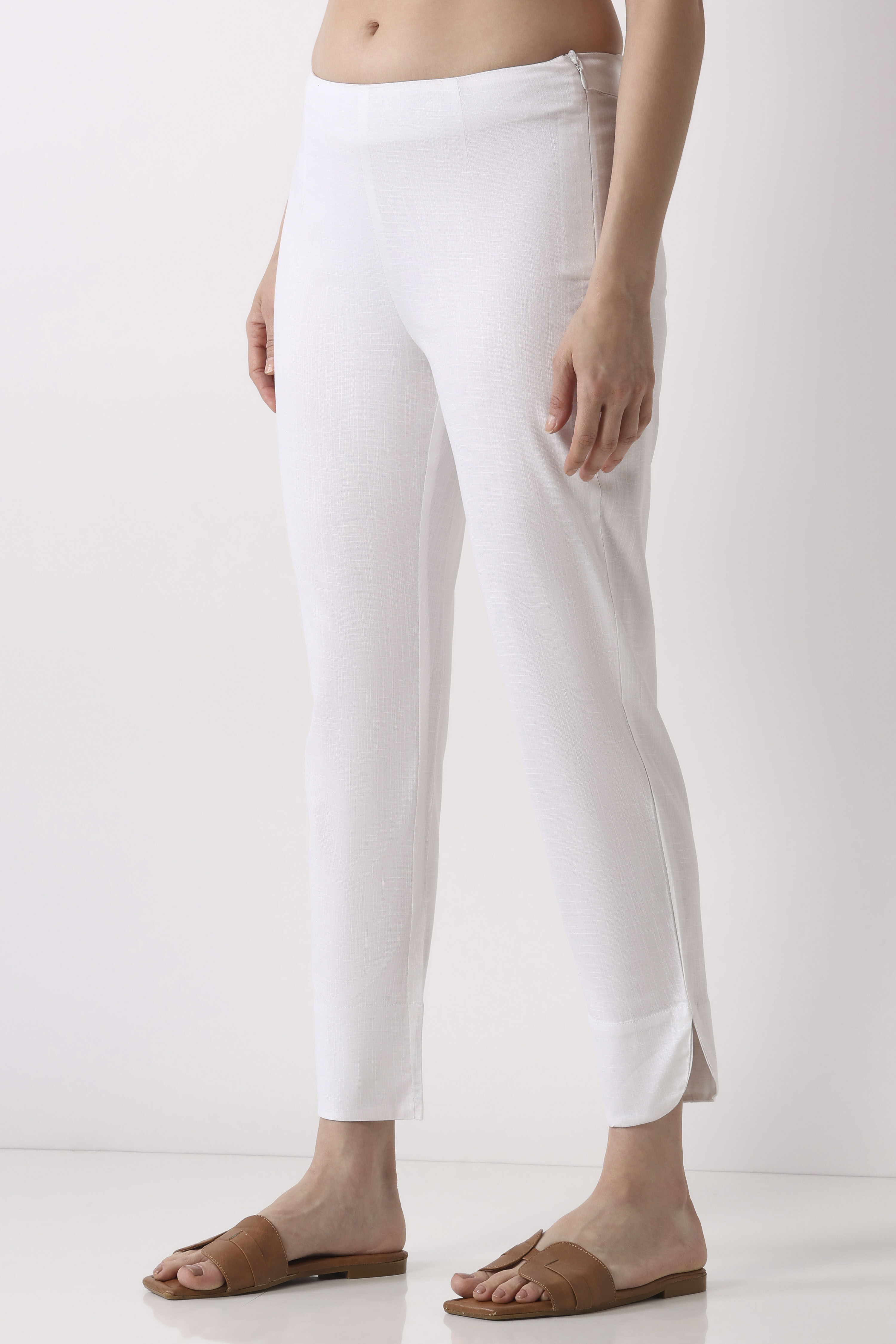 Off White Viscose Blend Pants image number 2