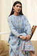 Dull Blue Cotton Flared Printed Kurta Set image number 7