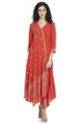 Red Flared Cotton And Viscose Printed Kurta image number 0