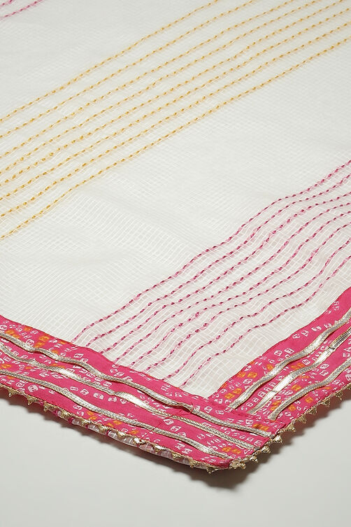 Pink Cotton Hand Block Print Unstitched Suit Set image number 4