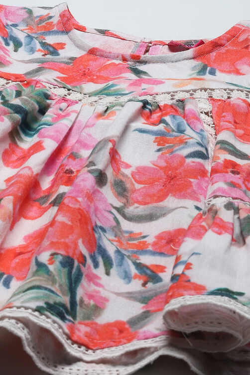 Off-White Pure Cotton Floral Print Top and Pant Set at Biba India