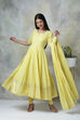 Yellow Cotton Anarkali Suit image number 3