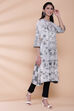 Black Cotton A-line Printed Kurta image number 3