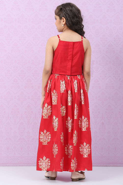 Red Art Silk Lehenga Set image number 4